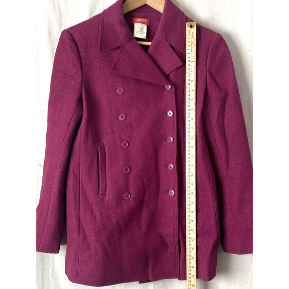 Vintage Esprit Womens Hipster Classic Wool Pea Coat Size M Pink Outdoors Cozy - Picture 2 of 6